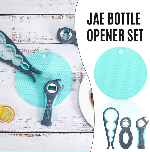 Alt view image 7 of 7 - Bocaoying Jar Opener for Weak Hands, Seniors with Arthritis, 5 in 1 Multi Function Bottle Opener Lid Opener for Arthritic Hands with Non Slip Rubber Jar opener Gripper Pad and Corkscrew Wine Opener