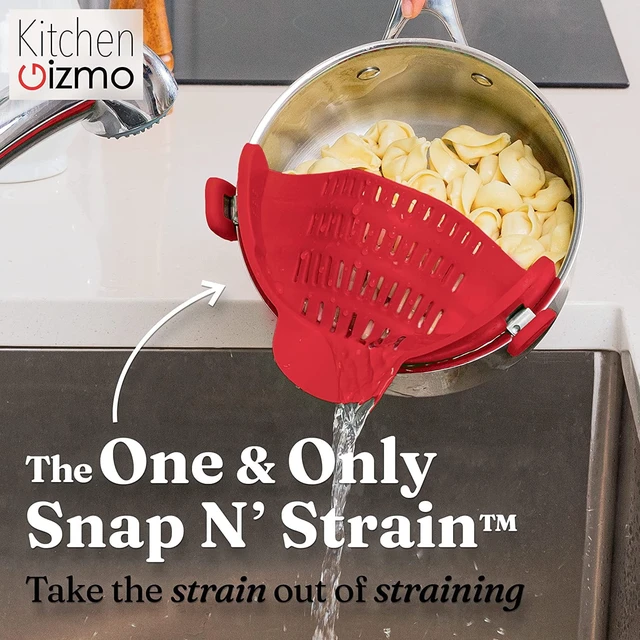 Alt view image 4 of 7 - Pot Strainer and Pasta Strainer - Adjustable Silicone Clip On Strainer for Pots, Pans, and Bowls,Red
