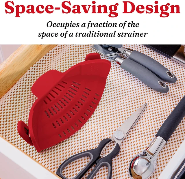 Alt view image 6 of 7 - Pot Strainer and Pasta Strainer - Adjustable Silicone Clip On Strainer for Pots, Pans, and Bowls,Red