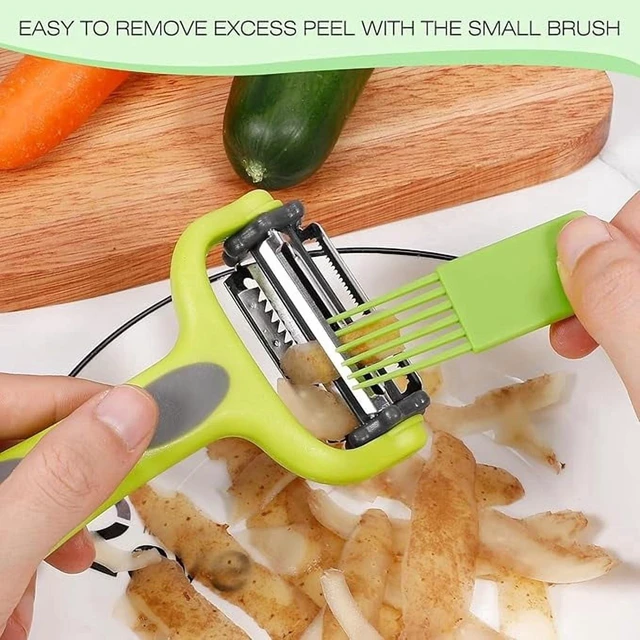 Alt view image 6 of 6 - Vegetable Peeler Multifunctional Y Peeler 3 in 1 Fruit Peeler with Rotating Stainless Steel Blades, Julienne Serrated Straight Cutter for Kitchen Use