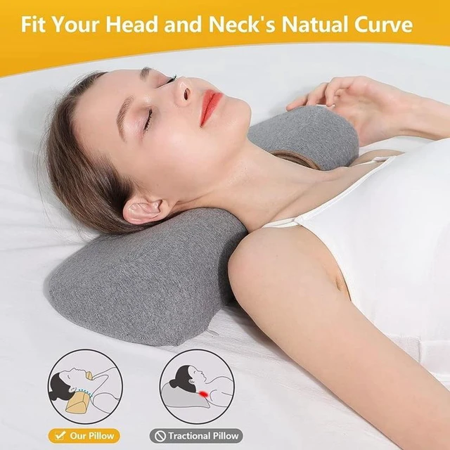 Alt view image 7 of 7 - Memory Foam Contour Pillow for Neck Support, Ergonomic Side Sleeper Pillow, Gray