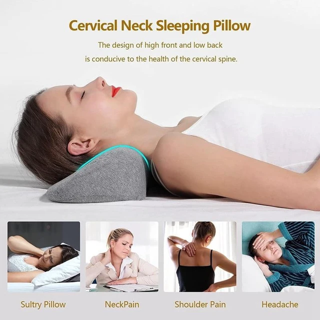 Alt view image 6 of 7 - Memory Foam Contour Pillow for Neck Support, Ergonomic Side Sleeper Pillow, Gray