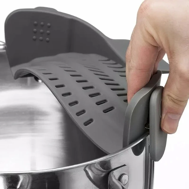 Alt view image 7 of 7 - PandaEar Silicone Pot Strainer, Adjustable Silicone Clip On Strainer For Pots Pans And Bowls, Heat Resistant Kitchen Pot Strainer, Fruit Washing Filter for Noodles Pasta Veggies