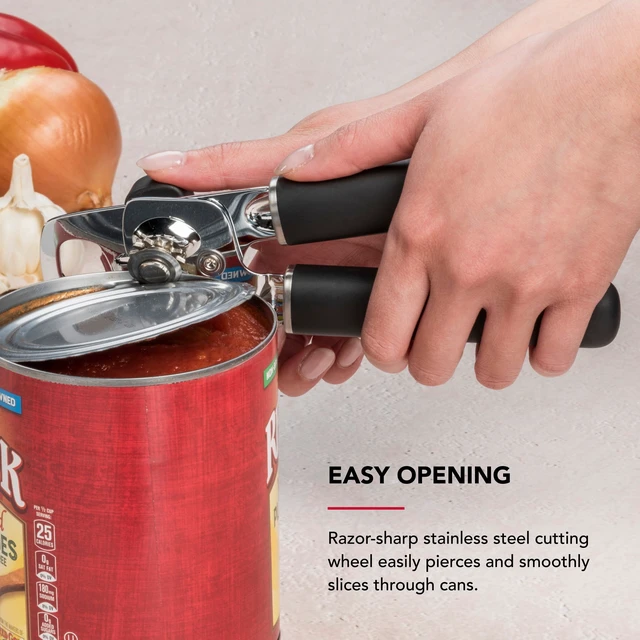 Alt view image 2 of 7 - KitchenAid Stainless Steel Manual Can Opener with Bottle Opener and Ergonomic Grip, Black