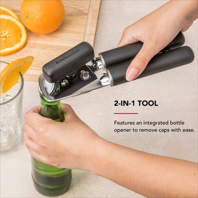 Alt view image 3 of 7 - KitchenAid Stainless Steel Manual Can Opener with Bottle Opener and Ergonomic Grip, Black
