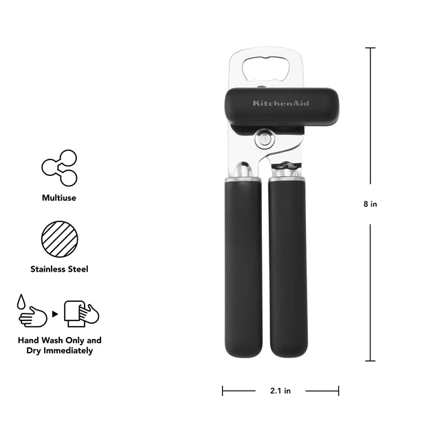 Alt view image 4 of 7 - KitchenAid Stainless Steel Manual Can Opener with Bottle Opener and Ergonomic Grip, Black