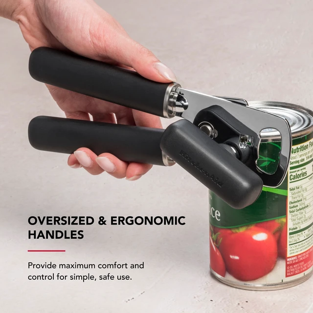 Alt view image 5 of 7 - KitchenAid Stainless Steel Manual Can Opener with Bottle Opener and Ergonomic Grip, Black