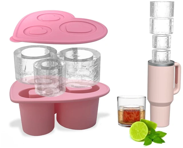 Main image of 40 Oz Pink Silicone Ice Cube Tray Accessory Compatible with Stanley Tumbler, Ice Mold for Refrigerator, Coffee, Juice, Whiskey and Cocktails