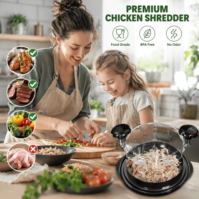 Alt view image 2 of 7 - Chicken Shredder Tool Twist Large with Clear Lid, Meat Shredder with Anti-Slip Base and Ergonomic Handle, BPA-Free Heavy-Duty Shredder for Chicken and Beef