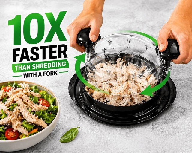 Alt view image 6 of 7 - Chicken Shredder Tool Twist Large with Clear Lid, Meat Shredder with Anti-Slip Base and Ergonomic Handle, BPA-Free Heavy-Duty Shredder for Chicken and Beef