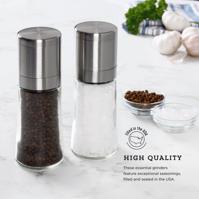 Alt view image 2 of 7 - Elite Prefilled Salt and Pepper Grinder Set with Adjustable Grinder