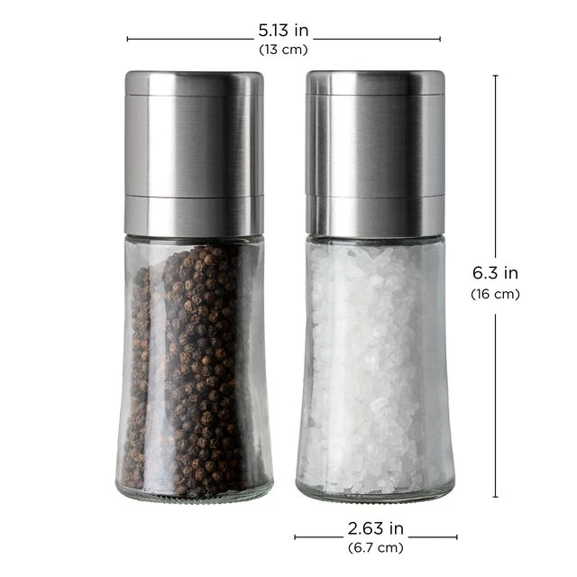 Alt view image 5 of 7 - Elite Prefilled Salt and Pepper Grinder Set with Adjustable Grinder