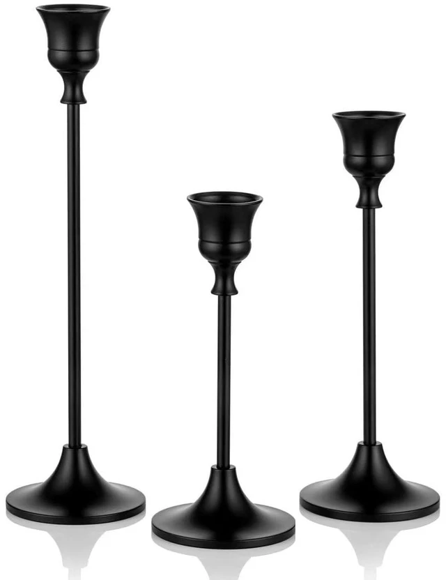 Main image of Black Taper Candle Holders for Candlesticks, Candlestick Holder Set for Mantel Home Decor Table Centerpiece Wedding Dinning