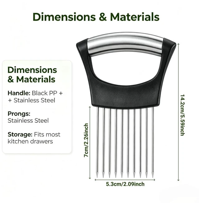 Alt view image 3 of 7 - Stainless Steel Onion Holder for Slicing, Onion Slicer Holder, Onion Cutter for Slicing of Onions, Tomatoes, Avocados, Eggs and Other Vegetables, KItchen Utensils