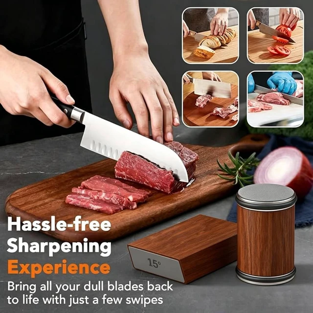 Alt view image 2 of 7 - Rolling Knife Sharpening Kit with Glove, 15°/20°Adjustable, Diamond Whetstone #3000/#1000/#400 Tumbler Sharpening Stone for Kitchen Knife