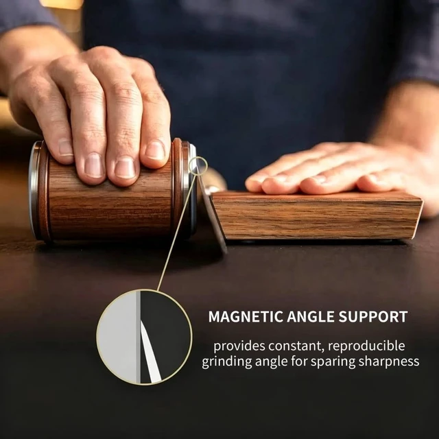 Alt view image 5 of 7 - Rolling Knife Sharpening Kit with Glove, 15°/20°Adjustable, Diamond Whetstone #3000/#1000/#400 Tumbler Sharpening Stone for Kitchen Knife