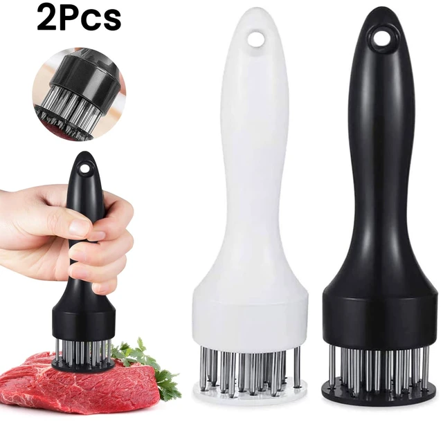 Main image of Meat Tenderizer Tool with Ultra Sharp Stainless Steel Needle Blades 2 Pack Meat Tenderizer Tool Profession Kitchen Gadgets Jacquard for Tenderizing and Cooking BBQ, Marinade, Steak, Beef P