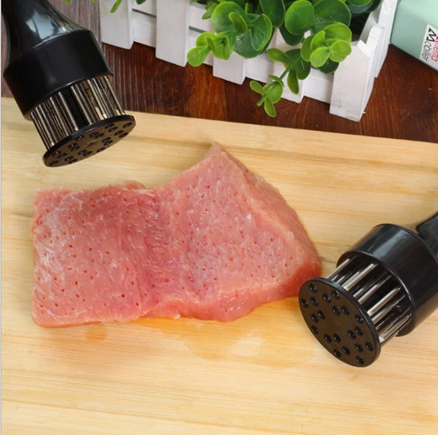 Alt view image 2 of 6 - Meat Tenderizer Tool with Ultra Sharp Stainless Steel Needle Blades 2 Pack Meat Tenderizer Tool Profession Kitchen Gadgets Jacquard for Tenderizing and Cooking BBQ, Marinade, Steak, Beef P