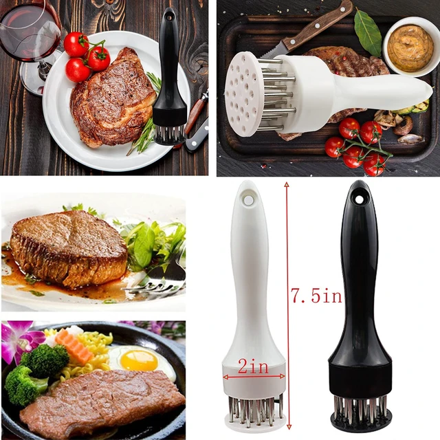 Alt view image 6 of 6 - Meat Tenderizer Tool with Ultra Sharp Stainless Steel Needle Blades 2 Pack Meat Tenderizer Tool Profession Kitchen Gadgets Jacquard for Tenderizing and Cooking BBQ, Marinade, Steak, Beef P