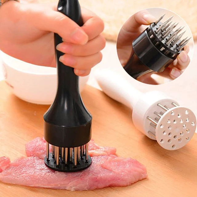 Alt view image 3 of 6 - Meat Tenderizer Tool with Ultra Sharp Stainless Steel Needle Blades 2 Pack Meat Tenderizer Tool Profession Kitchen Gadgets Jacquard for Tenderizing and Cooking BBQ, Marinade, Steak, Beef P