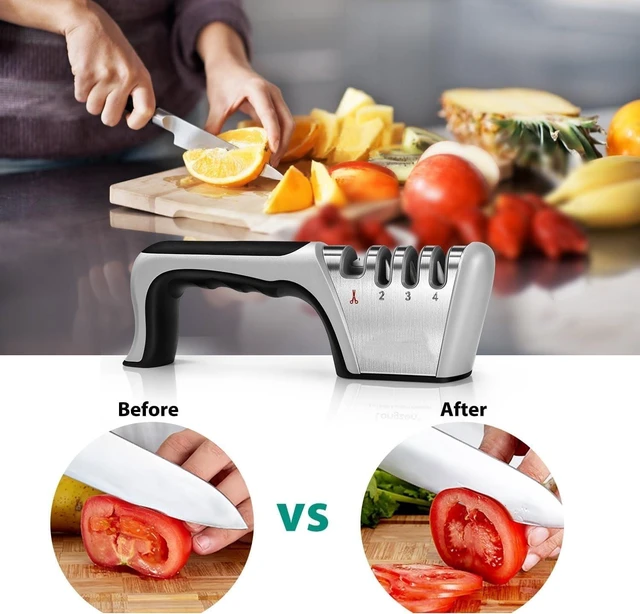 Alt view image 2 of 7 - 4-in-1 Knife Sharpener, 4-Stage Professional Sharpening System for Kitchen Knives, Scissors, Fruit & Steel Knives with Premium Polish Blades