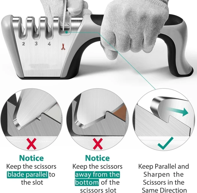 Alt view image 4 of 7 - 4-in-1 Knife Sharpener, 4-Stage Professional Sharpening System for Kitchen Knives, Scissors, Fruit & Steel Knives with Premium Polish Blades