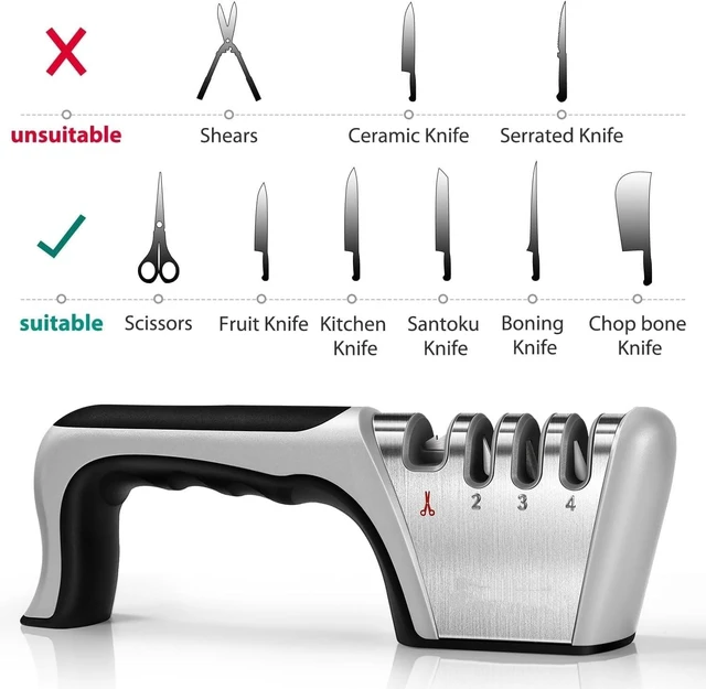Alt view image 7 of 7 - 4-in-1 Knife Sharpener, 4-Stage Professional Sharpening System for Kitchen Knives, Scissors, Fruit & Steel Knives with Premium Polish Blades