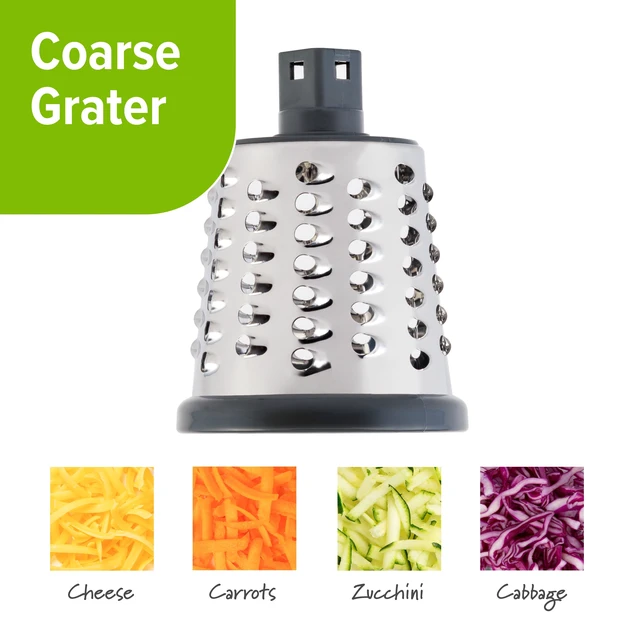 Alt view image 3 of 7 - Manual Rotary Grater & Slicer with Stainless Steel Drums - Hand Crank Kitchen Tool for Parmesan Cheese, Hash Browns, Carrots, Chocolate, Nuts, and Salad Prep.