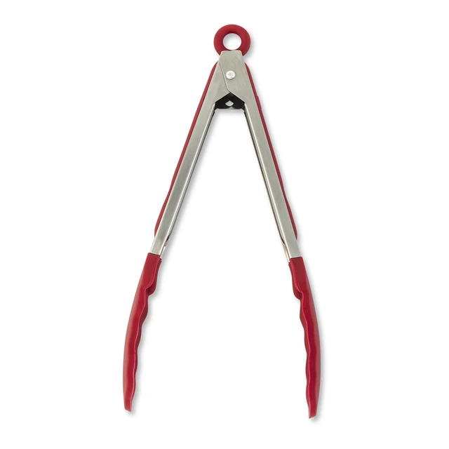 Alt view image 7 of 7 - Table Red Silicone Locking Tongs Set of 2