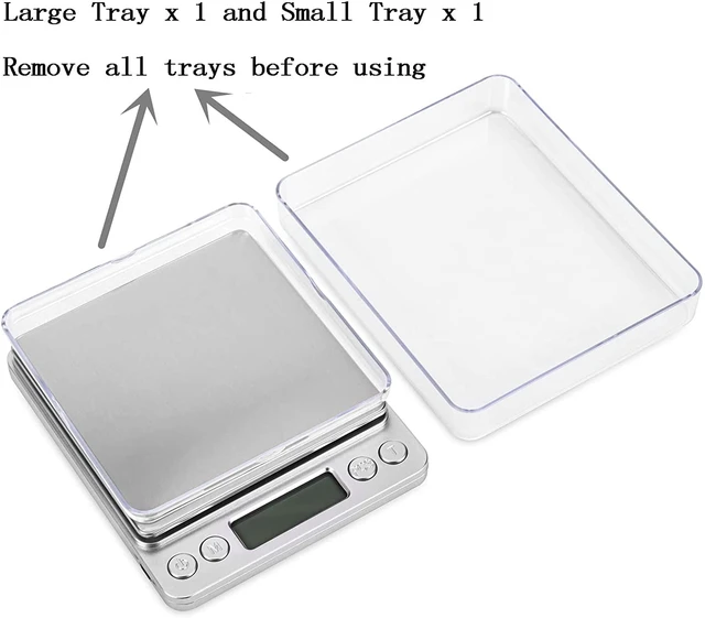 Alt view image 3 of 7 - Digital Gram Scale 500g 0.1g Food Scale, High Accuracy Kitchen Scale, Multifunctional Stainless Steel Mini Pocket Scale with LCD Display Tare Features, Silver