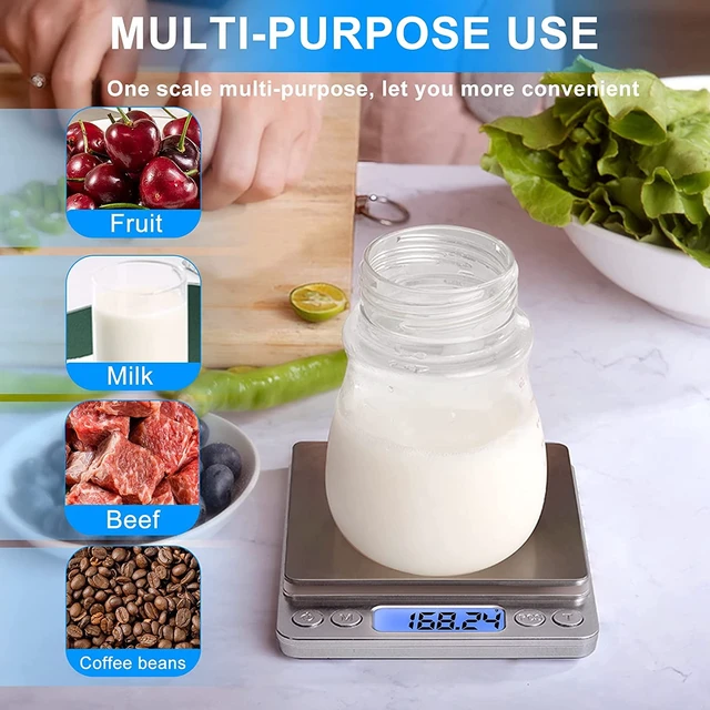 Alt view image 6 of 7 - Digital Gram Scale 500g 0.1g Food Scale, High Accuracy Kitchen Scale, Multifunctional Stainless Steel Mini Pocket Scale with LCD Display Tare Features, Silver