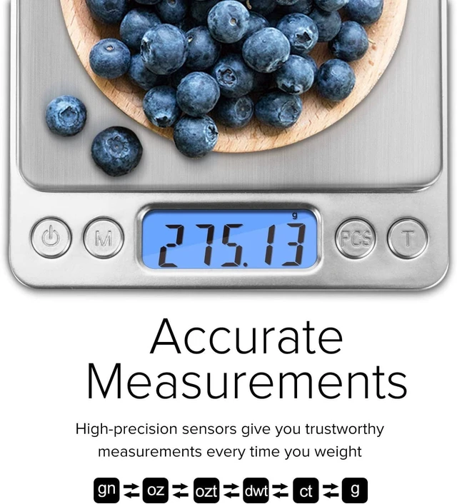 Alt view image 7 of 7 - Digital Gram Scale 500g 0.1g Food Scale, High Accuracy Kitchen Scale, Multifunctional Stainless Steel Mini Pocket Scale with LCD Display Tare Features, Silver