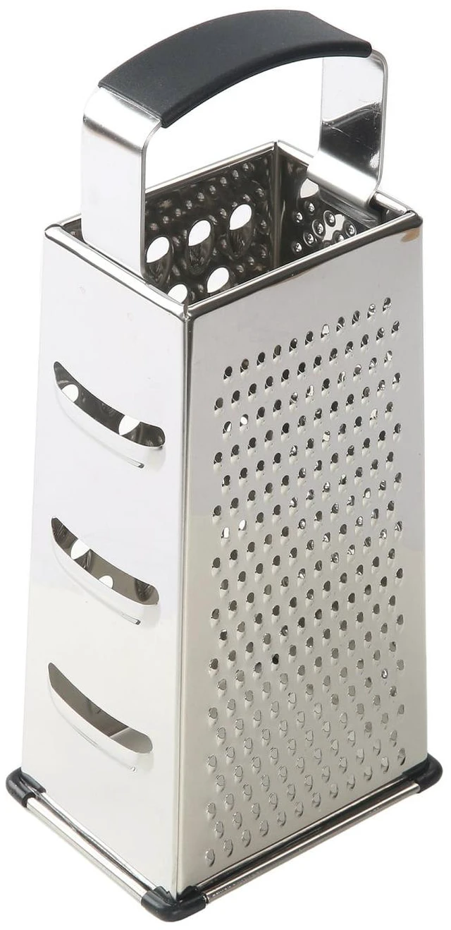 Main image of 4-Sided Stainless Steel Grater with Soft Grip Handle, 9 in