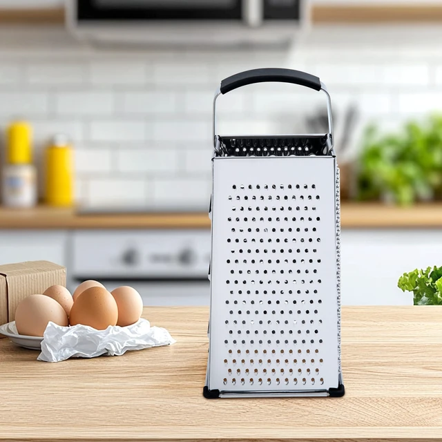 Alt view image 5 of 7 - 4-Sided Stainless Steel Grater with Soft Grip Handle, 9 in