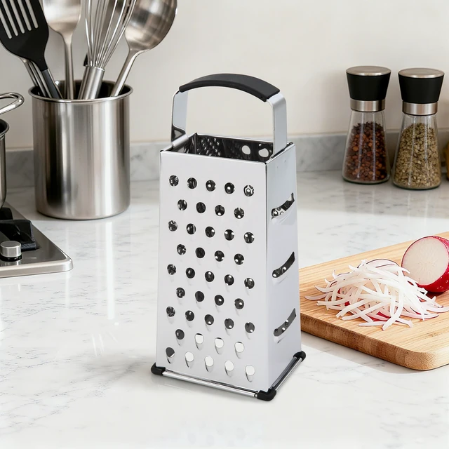 Alt view image 7 of 7 - 4-Sided Stainless Steel Grater with Soft Grip Handle, 9 in