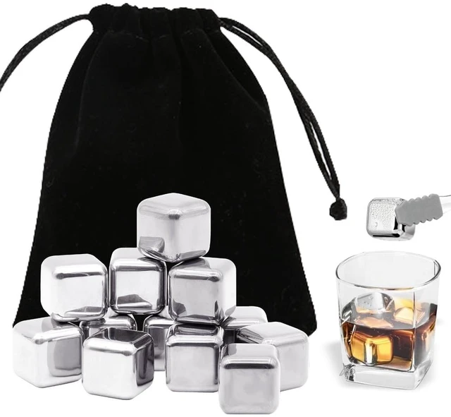 Main image of 12 Pack Reusable Ice Cubes, Whiskey Stones , High Cooling Technology,304 Stainless Steel Ice Cube for Whiskey, Vodka, Liqueurs, Wine,Beverage Juice or Soda Gift for Men Dad