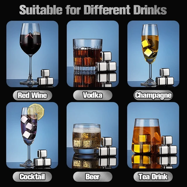 Alt view image 5 of 7 - 12 Pack Reusable Ice Cubes, Whiskey Stones , High Cooling Technology,304 Stainless Steel Ice Cube for Whiskey, Vodka, Liqueurs, Wine,Beverage Juice or Soda Gift for Men Dad