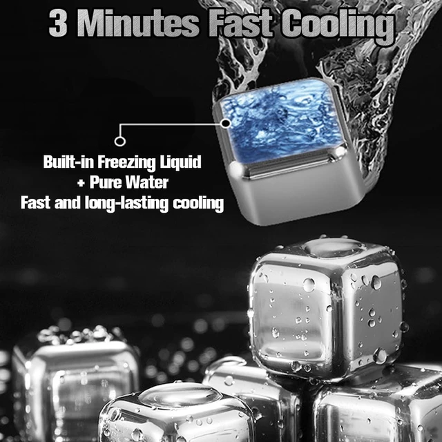 Alt view image 7 of 7 - 12 Pack Reusable Ice Cubes, Whiskey Stones , High Cooling Technology,304 Stainless Steel Ice Cube for Whiskey, Vodka, Liqueurs, Wine,Beverage Juice or Soda Gift for Men Dad