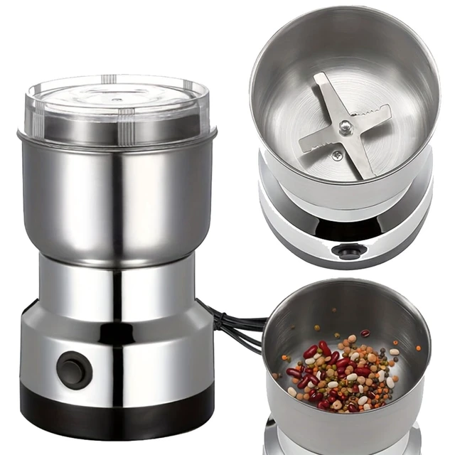 Alt view image 3 of 7 - Electric Coffee Grinder, 4-Blade Spice Grinder, Portable Stainless Steel Grain Mill for Coffee Beans, Spices, Nuts, Grains, Dry Herbs