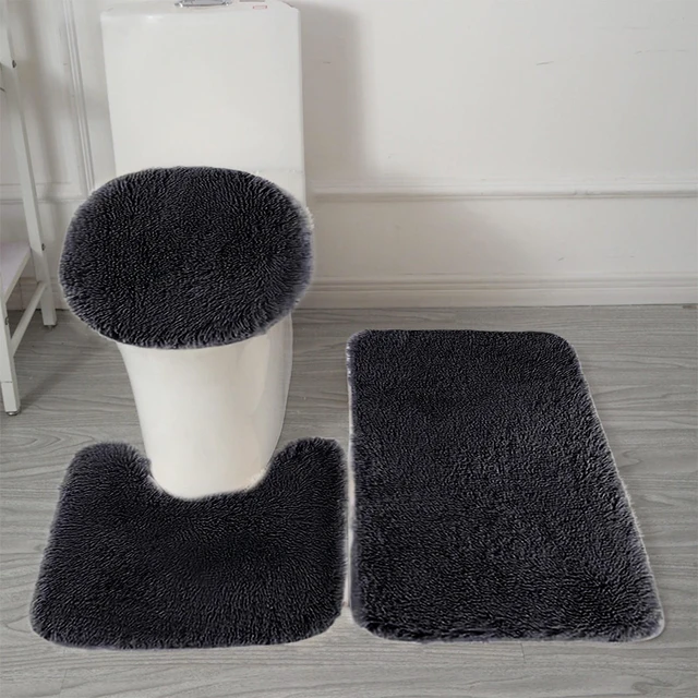 Main image of Solid Color Bathroom Rugs Sets, 3 Piece Ultra Soft Non-Slip Bath Rugs and Mats Set, Super Absorbent Soft Washable Bathroom Carpets, Plush Bathroom Mats, Toilet Rug