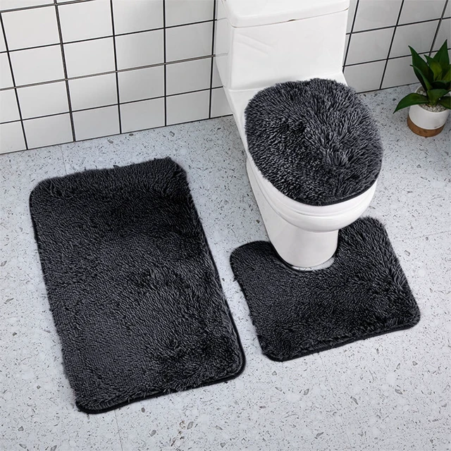 Alt view image 4 of 7 - Solid Color Bathroom Rugs Sets, 3 Piece Ultra Soft Non-Slip Bath Rugs and Mats Set, Super Absorbent Soft Washable Bathroom Carpets, Plush Bathroom Mats, Toilet Rug