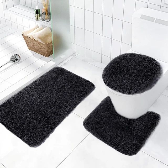 Alt view image 5 of 7 - Solid Color Bathroom Rugs Sets, 3 Piece Ultra Soft Non-Slip Bath Rugs and Mats Set, Super Absorbent Soft Washable Bathroom Carpets, Plush Bathroom Mats, Toilet Rug