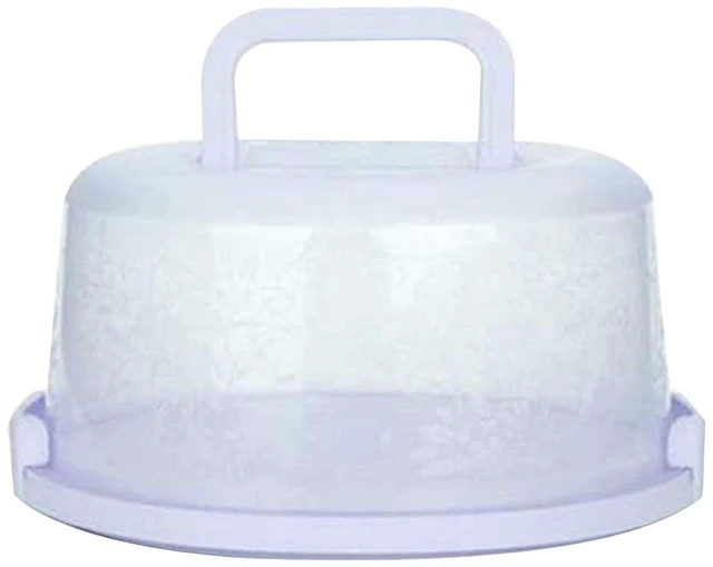 Alt view image 4 of 4 - Lksixu Cake Box Round Cake Stand with Lid and Foldable Handle 8.58 Inch Portable Cake Container Cake Ornaments, Suitable for Storage Birthday Cakes Cupcakes Nuts Fruits