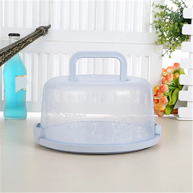 Alt view image 3 of 4 - Lksixu Cake Box Round Cake Stand with Lid and Foldable Handle 8.58 Inch Portable Cake Container Cake Ornaments, Suitable for Storage Birthday Cakes Cupcakes Nuts Fruits