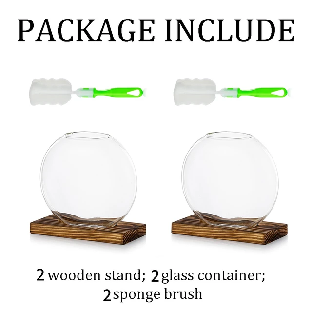 Alt view image 2 of 6 - Plant Propagation Station Vase: Set of 2 Cute Glass Terrarium Jars, Modern Hydroponic Planters for Indoor Plants, Desktop Propogation Stations Round Vases Plant Holder for Home Office Decor