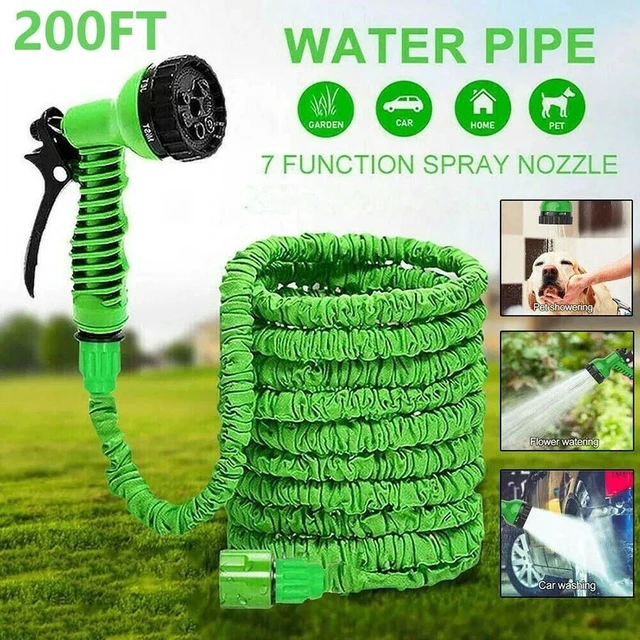 Alt view image 2 of 7 - Expandable Garden Hose 75ft, Flexible High-Pressure Water Hose with 7 Spraying Modes, Anti-UV Car Wash Hose for Outdoor, Yard & Patio Cleaning, Green