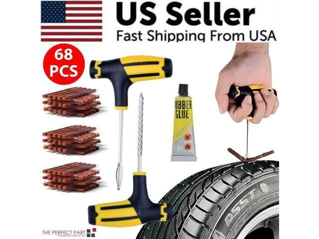 Alt view image 3 of 7 - 68pc Tire Repair Kit DIY Flat Tire Repair Car Truck Motorcycle Home Plug Patch
