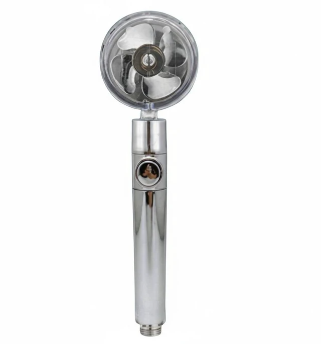 Main image of High Pressure Shower Head Adjustable 360° Rotation Turbine Water Saving Shower - Silver
