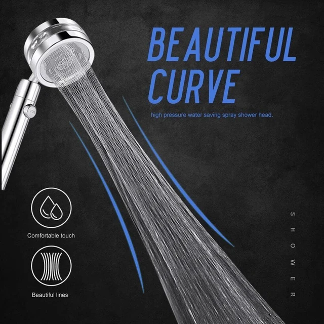 Alt view image 4 of 7 - High Pressure Shower Head Adjustable 360° Rotation Turbine Water Saving Shower - Silver