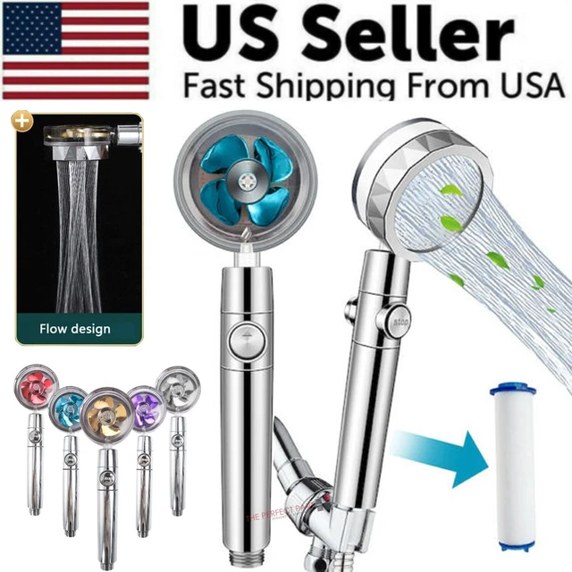 Alt view image 3 of 7 - High Pressure Shower Head Adjustable 360° Rotation Turbine Water Saving Shower - Silver
